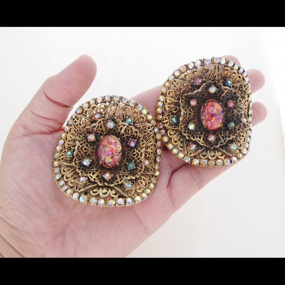 Musi Other 95s Vintage Musi Xl Gold Rhinestone Shoe Clips Poshmark